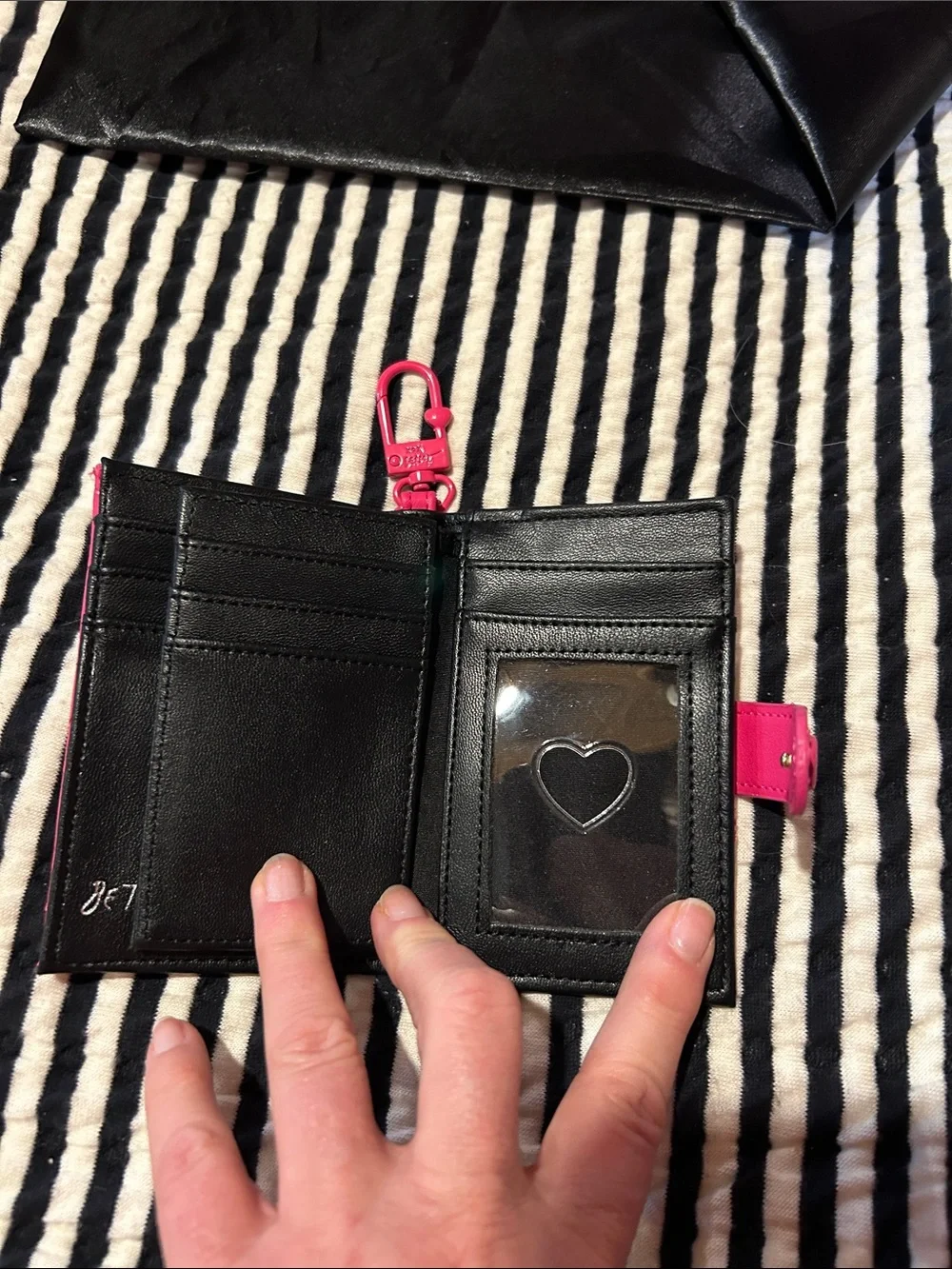 Betsey Johnson Hot Pink Quilted Heart Wallet with Key Clip